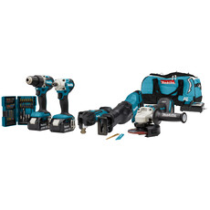 MAKITA 18 V Combiset voor (slag)schroeven, boren, slijpen en zagen en met multitool