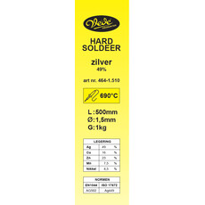 Hardsoldeer zilver staaf 500x 1,5mm Ag49MnNi 1 kg, Legering : Ag49MnNi, Diameter : 1,5mm, Gewicht inhoud : 1 kg, 2 image