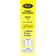 Hardsoldeerstaven zilver 500x2mm Ag55Sn 100gr, Legering : Ag55Sn, Diameter : 2mm, Gewicht inhoud : 100 gram, 2 image