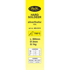 Hardsoldeer zilver fosfor staaf 500x 3mm rond Ag15CuP 1kg, Legering : Ag15CuP , Diameter : 3mm, Gewicht inhoud : 1 kg, 2 image