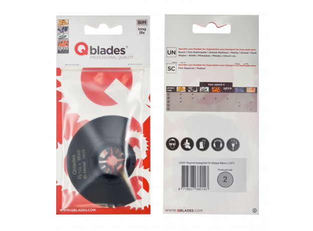 QBLADES Multitool zaagbl. BIM Metal/ Wood 88mm UN20 10+1, 4 image QBLADES Multitool zaagbl. BIM Metal/ Wood 88mm UN20 10+1, 4 image