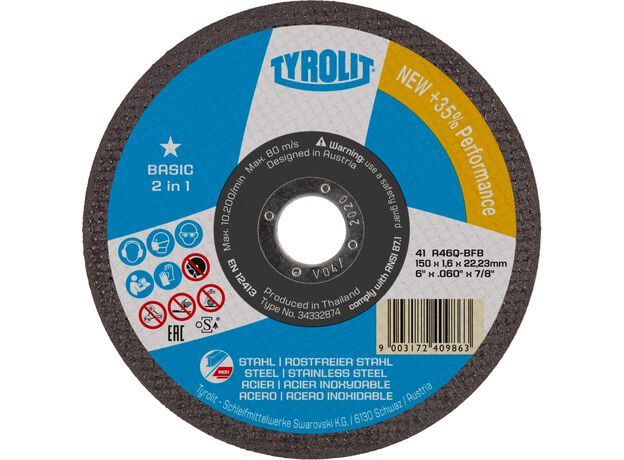 Tyrolit Basic* Doorslijpschijf voor haakse slijpers 42 125x2, 2 image