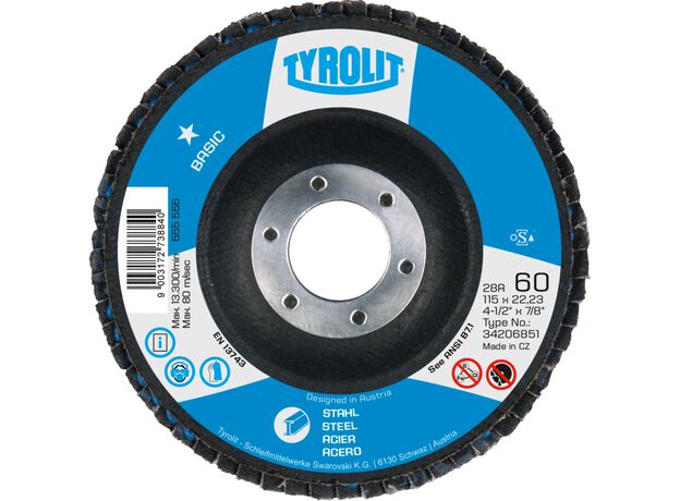 Tyrolit Basic* Lamellerschijf voor haakse slijpers 28A 115x2, 3 image