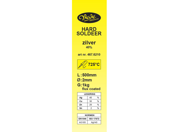 Hardsoldeerstaven zilver 2mm Ag40Sn 1kg mantel, Legering : Ag40Sn met fluxmantel, Diameter : 2mm, Gewicht inhoud : 1 kg, 2 image