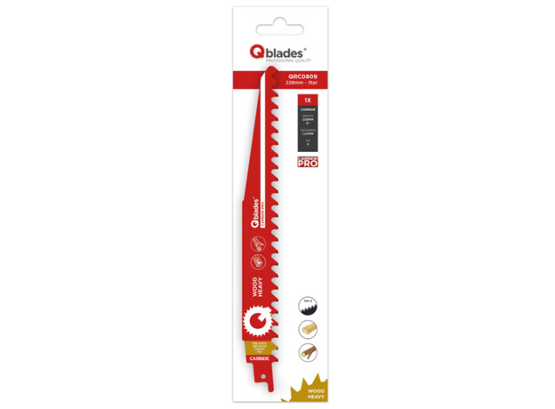 Qblades Reciprozaagblad Hout, Hardhout, CARB, 3tpi - 228mm, 50x longer life - p/st, 2 image